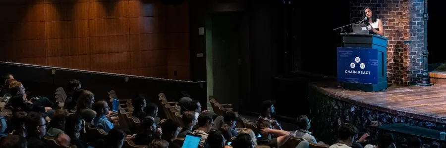 Adhithi Ravichandran speaking at Chain React