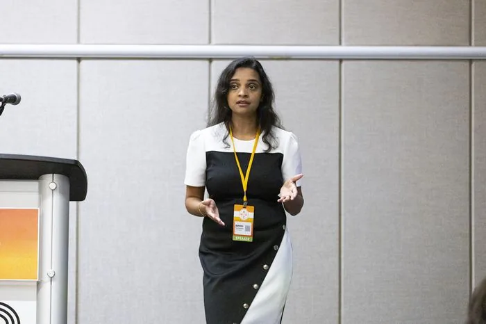 Adhithi Ravichandran speaking at Kansas City Developer Conference